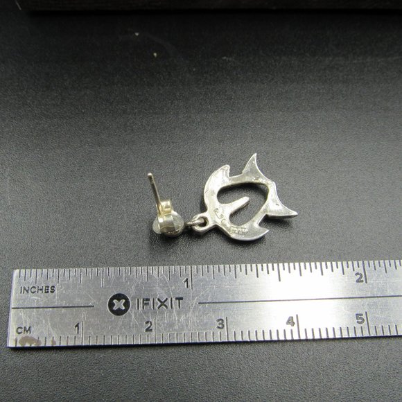 Sterling Turtle Rustic Animal Dangle Earrings - Picture 5 of 6